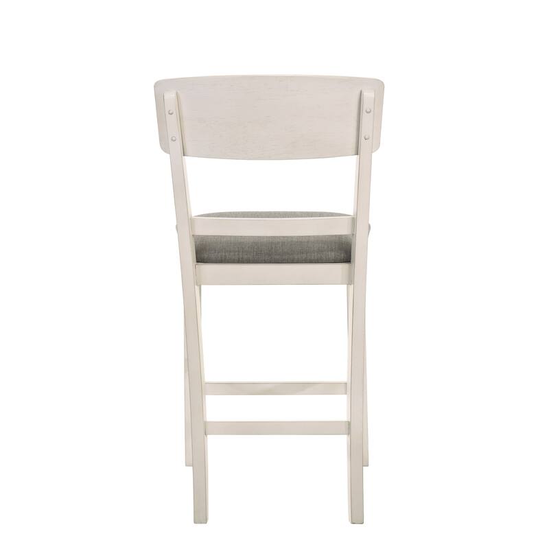 2-Piece Transitional Counter Height Chair Set - Chalk Gray Finish Upholstered