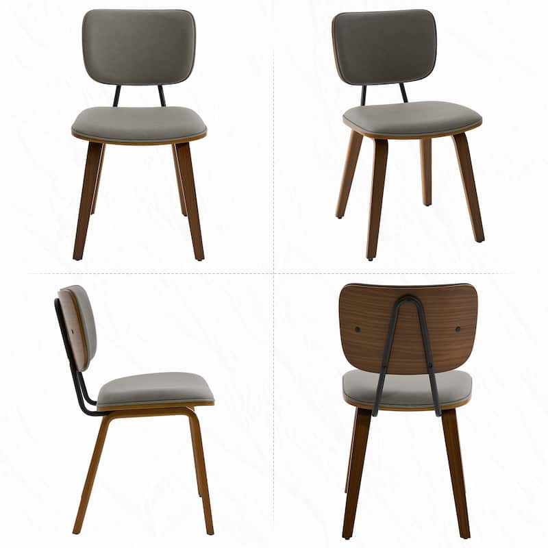 Faux Leather Upholstered Dining Chairs Set of 2/4 with Wood Legs - 32.3"H x 18.5"W x 21.8"D