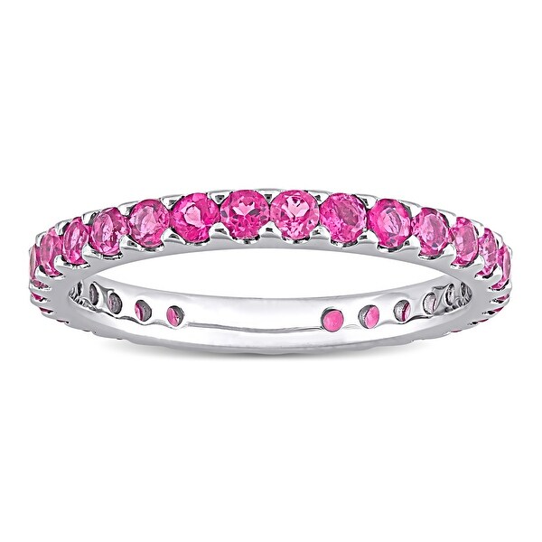 ctw White Gold Dazzlingrock Collection 0.15 Carat Size 8.5 18K Round Pink Sapphire & Peridot Wedding Stackable Ring