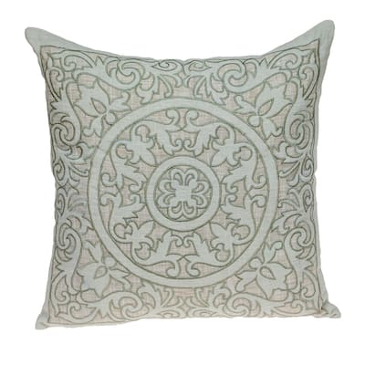 Damask Square Cotton Throw Pillow - 22" - Beige