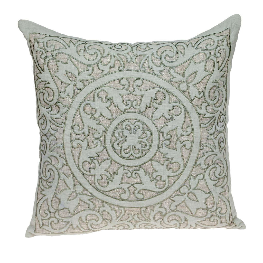 Damask Square Cotton Throw Pillow - 22" - Beige