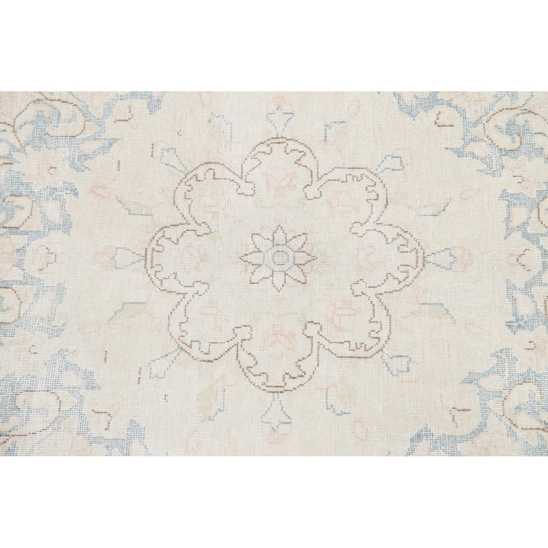 Muted Floral Kerman Persian Area Rug Wool Handmade Dining Room Carpet - 6'6" x 9'1"