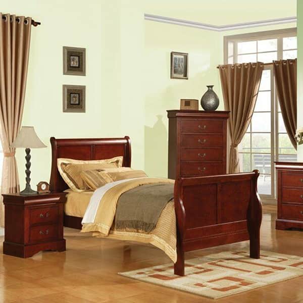 Full Size Traditional Wood Sleigh Bed Cherry - Bed Bath & Beyond - 37456955