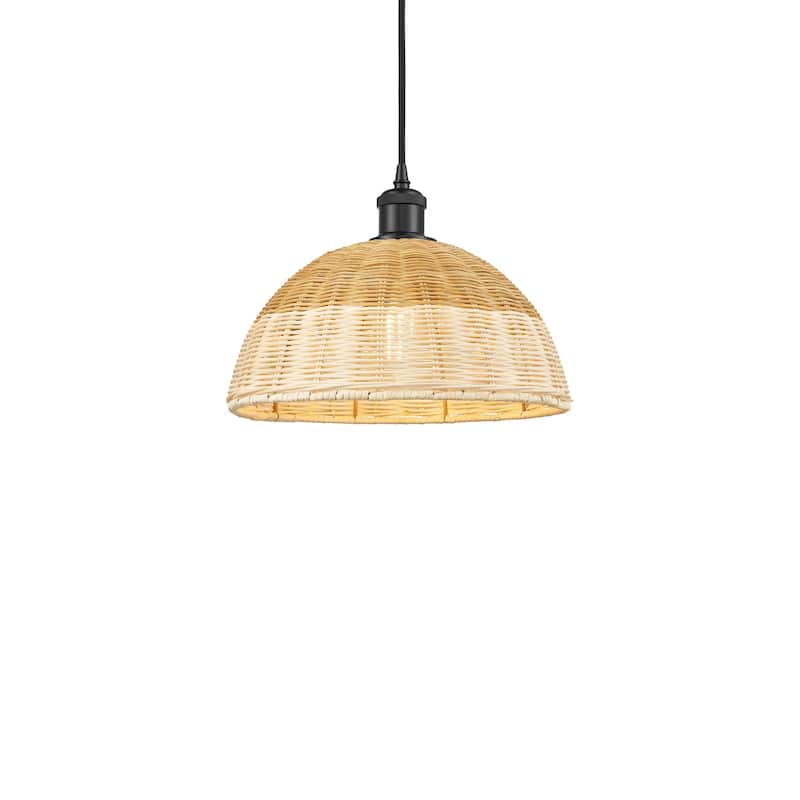 Innovations Lighting 516-1P-9-12 Bristol Natural II Pendant Bristol - Matte Black / Natural