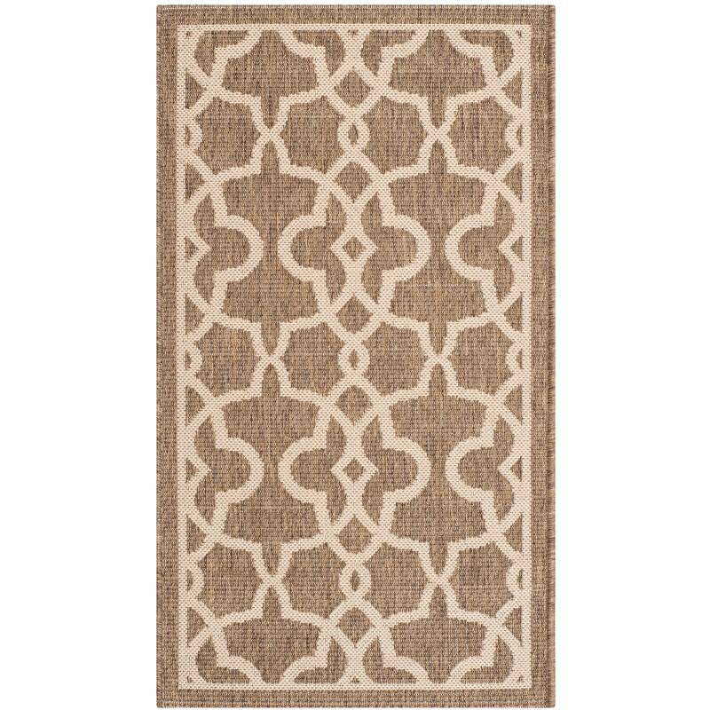 SAFAVIEH Courtyard Marline Indoor/ Outdoor Waterproof Patio Backyard Rug - 2' x 3'7" - Mocha/Beige