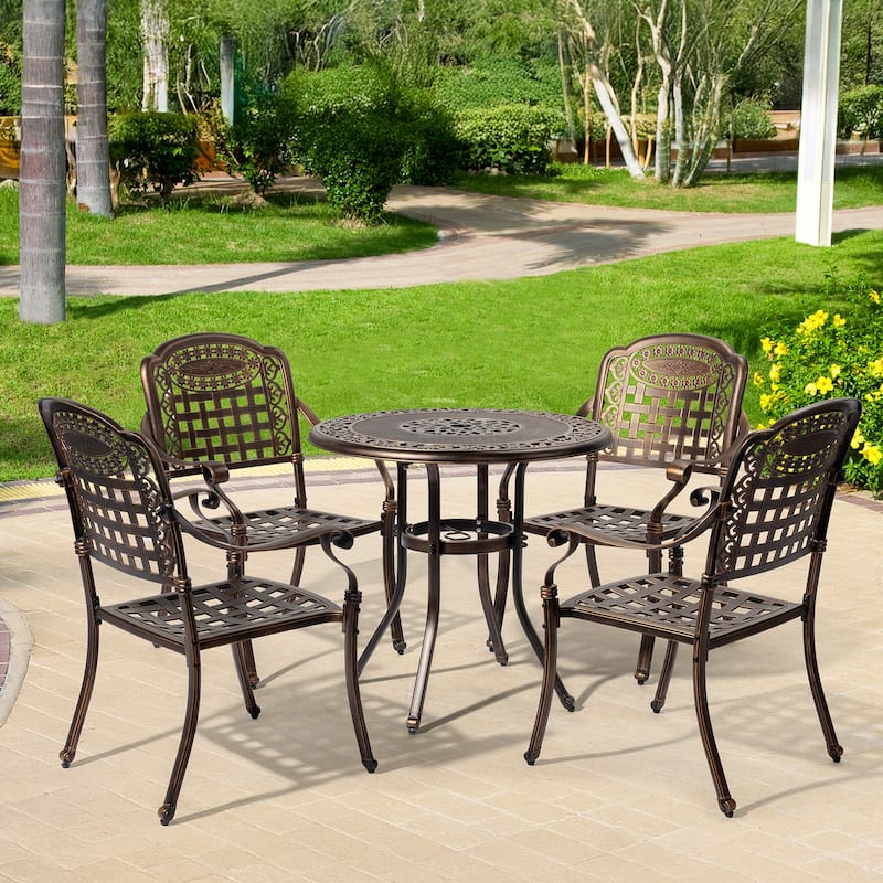 Outdoor Bronze Cast Aluminum Chairs Set Rust-Resistant Patio Seating for Garden Pool Balcony - 26”W x 25”D x 36”H