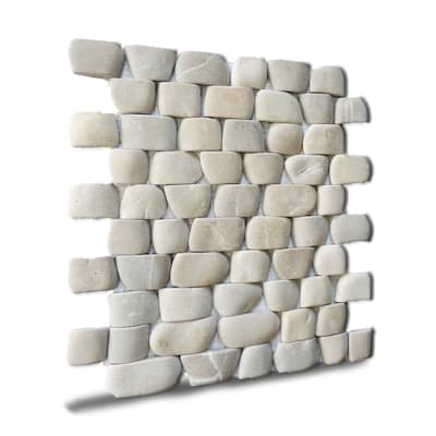 Strip Tan Pebble Mosaic Tiles for Backsplash Kitchen and Bathroom Wall (10.5" X 12") 5 tiles per case - Case (5 Tiles)