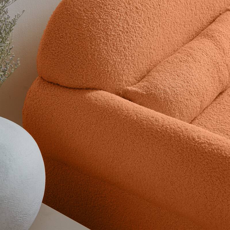 Orange Foam Modern Boucle Loveseat for Living Room