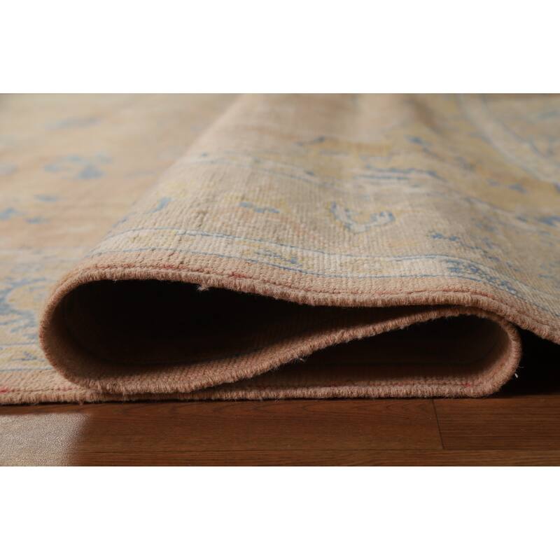 Hand Knotted Oriental 100% Wool Carpet Transitional All-Over Peach Oushak Area Rug - 10' 1'' X 8' 3''