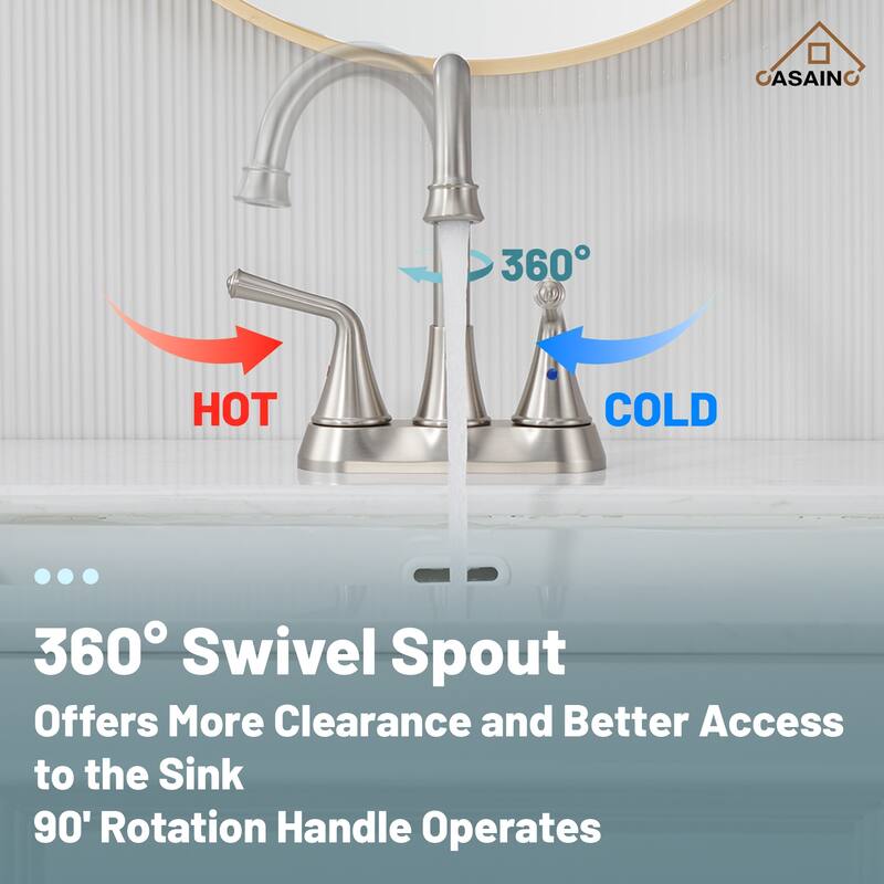 4 in. Centerset Double Handle Bathroom Faucet with Drain Kit Included