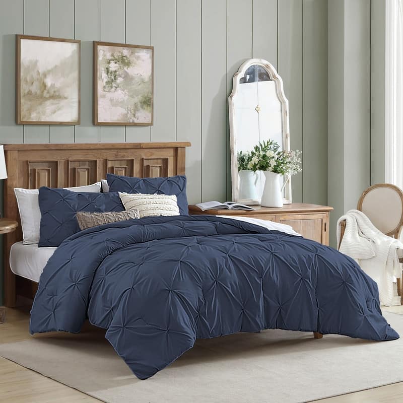 Swift Home Modern Diamond Pintuck Ultra-Soft Microfiber 3-Piece Bedding Comforter Set