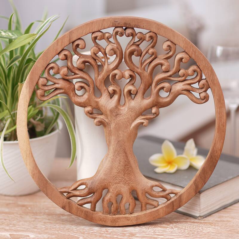Novica Handmade Tangled Tree Wood Relief Panel