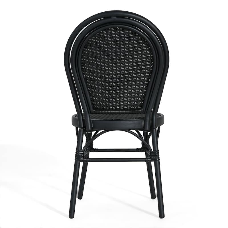 Scott Living Idle Hour Outdoor Black Bistro Chair Metal Frame Woven Wicker