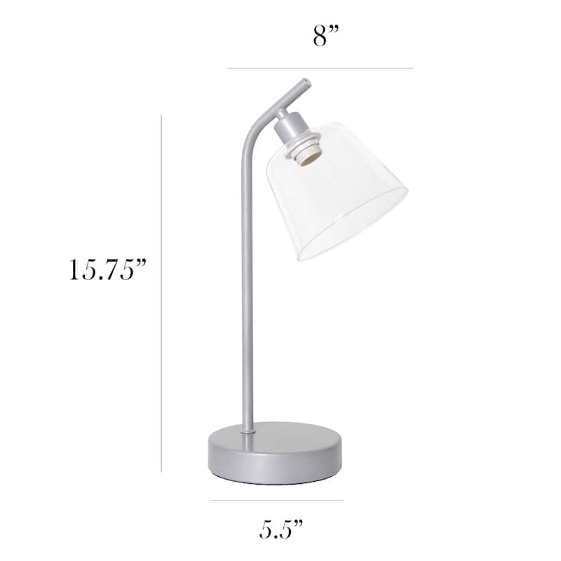 Metal Desk Lamp with Glass Shade Industrial Style Lighting - 8 x 5.50 x 15.75 in. (L x W x H)