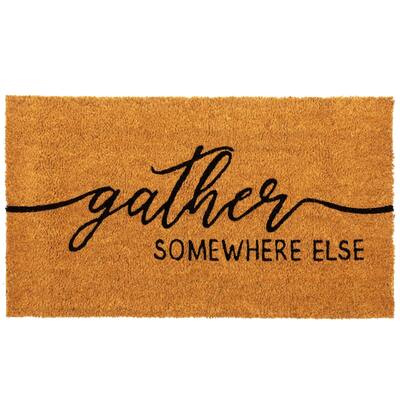 Fall Welcome Mat for Front Porch, Outdoor Thanksgiving Door Mat, Gather Somewhere Else (30 x 17 In)