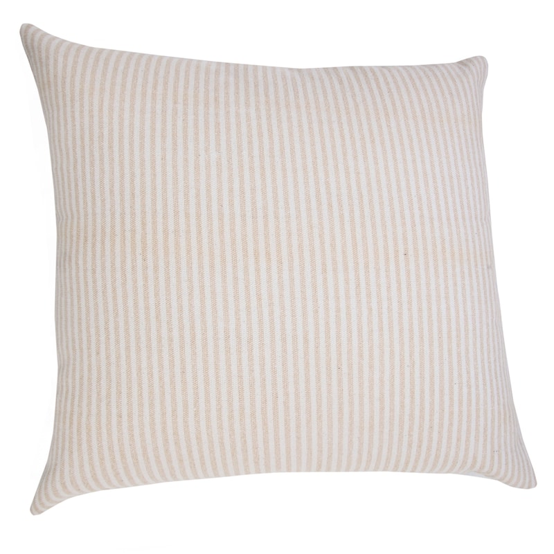 HomeRoots 20" X 20" Beige And White 100% Cotton Striped Zippered Pillow