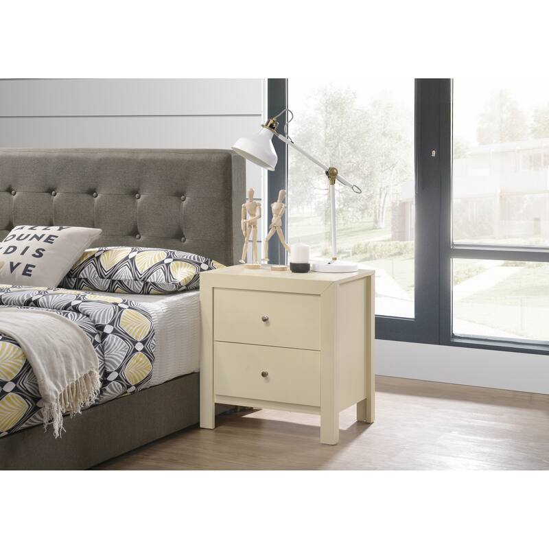 Modern 22-in Double-Drawer Nightstand with Metal Knob