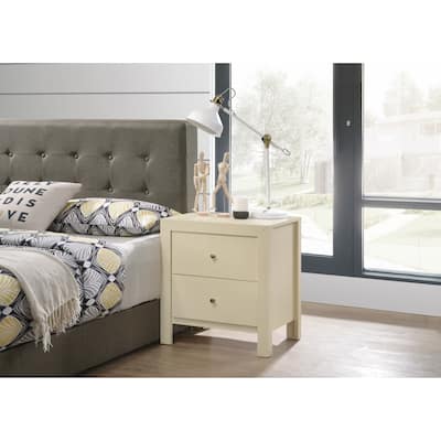 Modern 22-in Double-Drawer Nightstand with Metal Knob