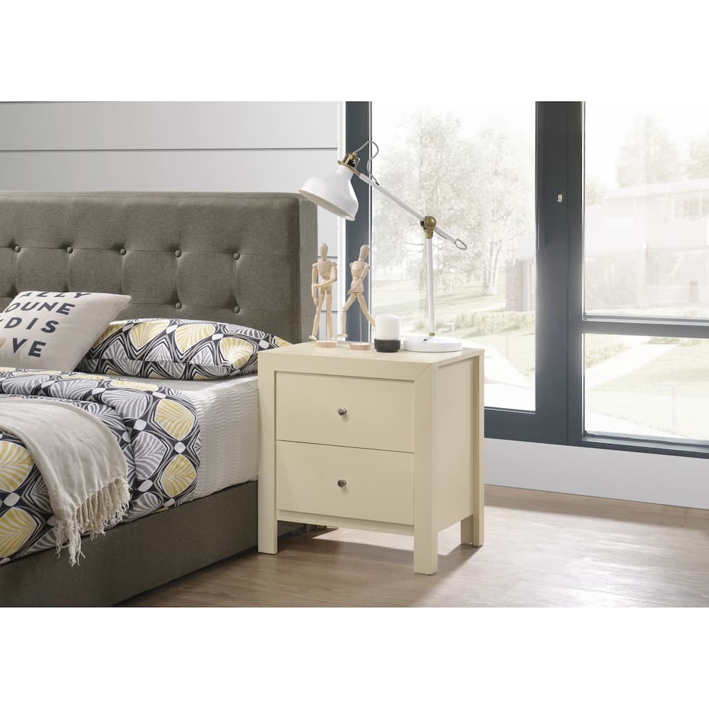 Modern 22-in Double-Drawer Nightstand with Metal Knob