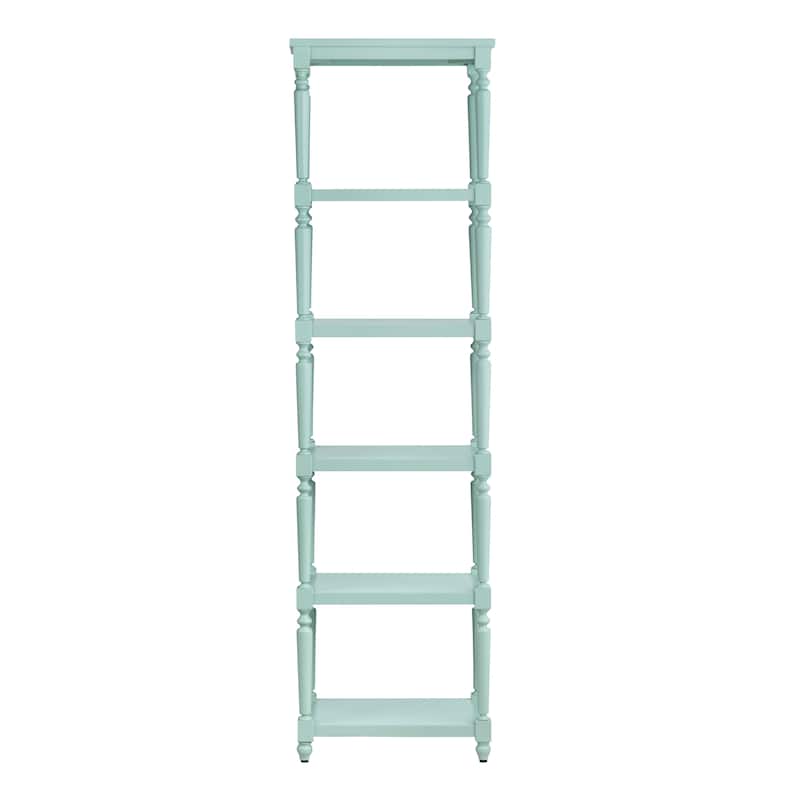 71.25 in. Blue Solid Wood 5 Shelf Etagere