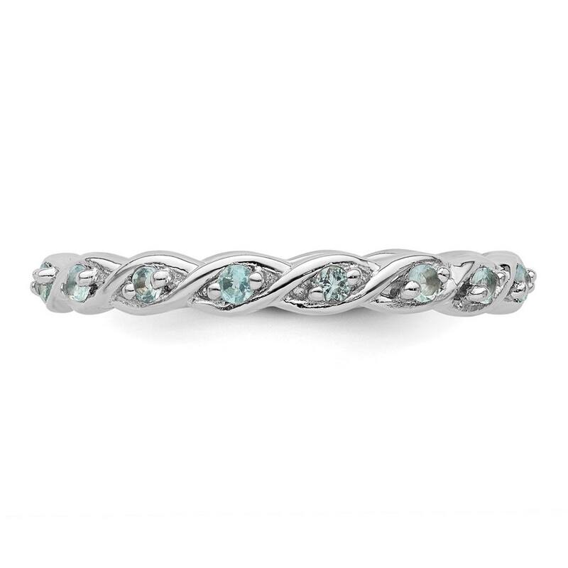 Curata 2.5mm 925 Sterling Silver Polished Prong set Stackable Expressions Blue Topaz Ring