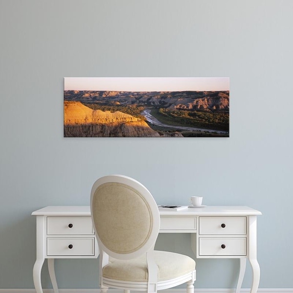 Easy Art Prints Panoramic Image 'Little Missouri River, Badlands, Theodore Roosevelt Park, North Dakota' Canvas Art