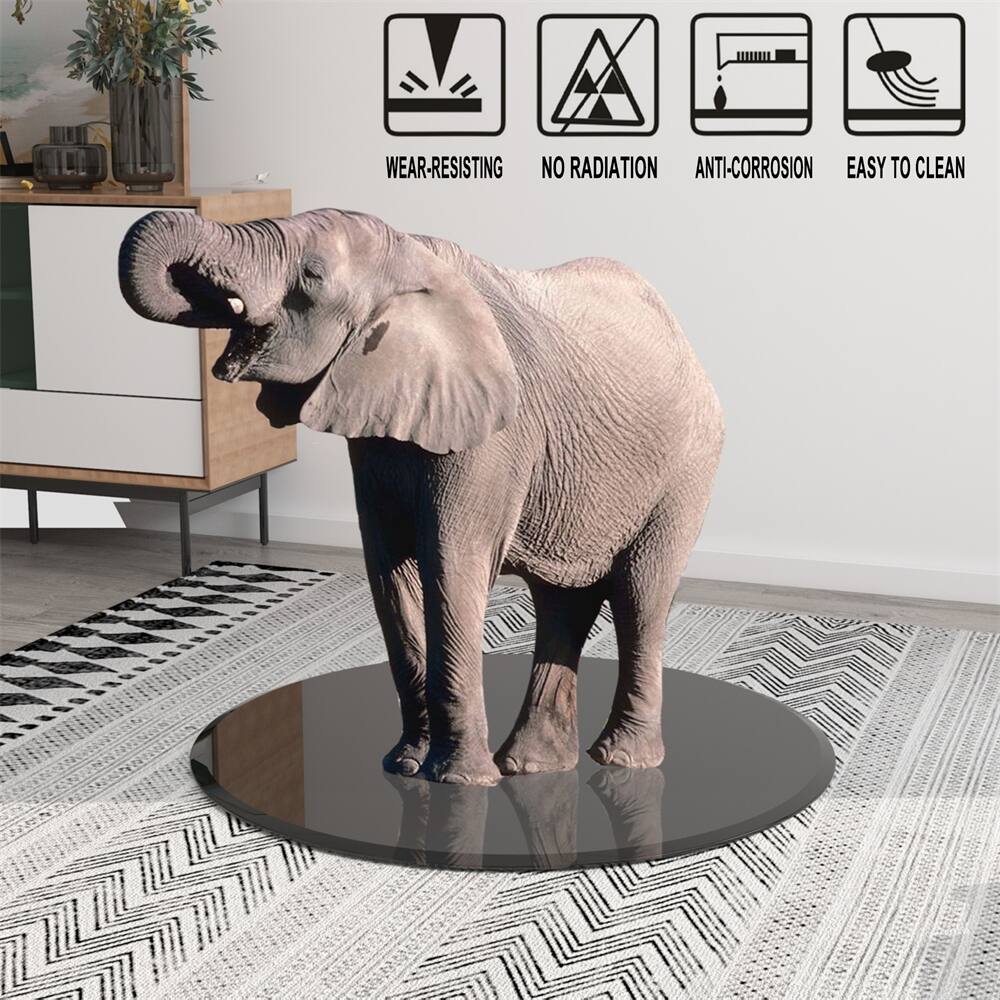 Round Tempered Glass Table Top Black Glass Thick Beveled Polished