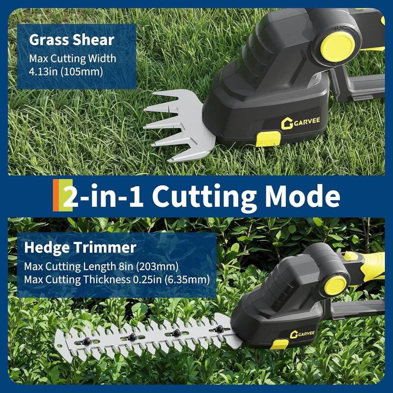 Cordless 2 in 1 Grass Shear Hedge Trimmer for Yards, Gardens, Lawn Care