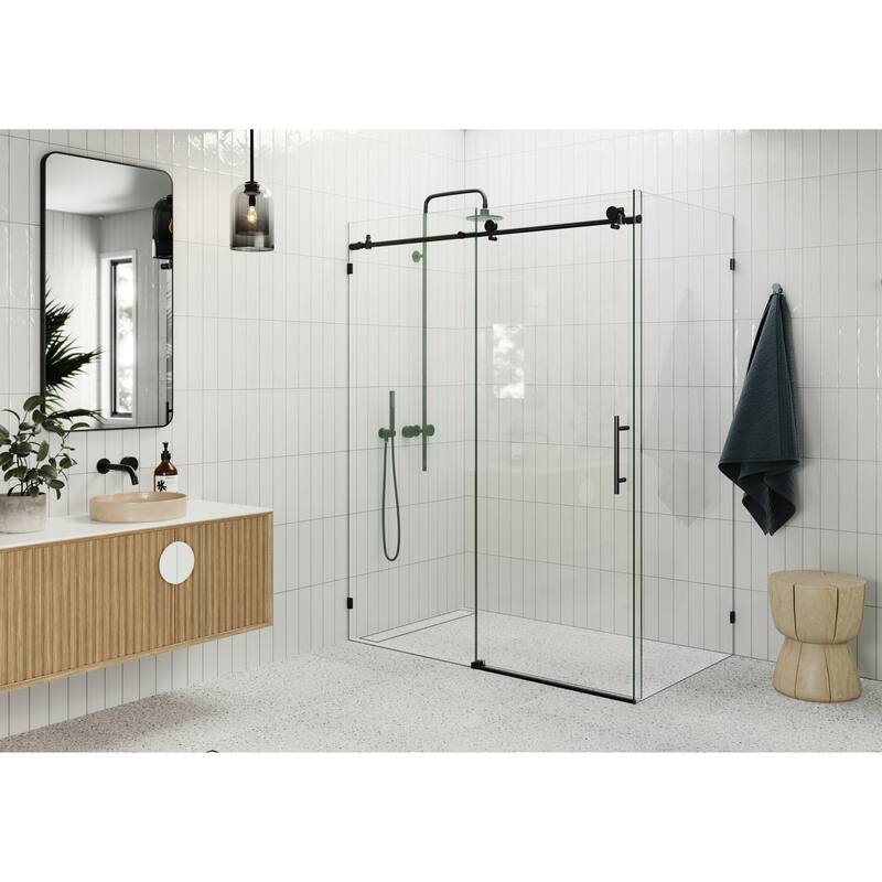 Glass Warehouse 52 in - 56 in x 32 in x 78 in Frameless Sliding Shower Door with Return Panel