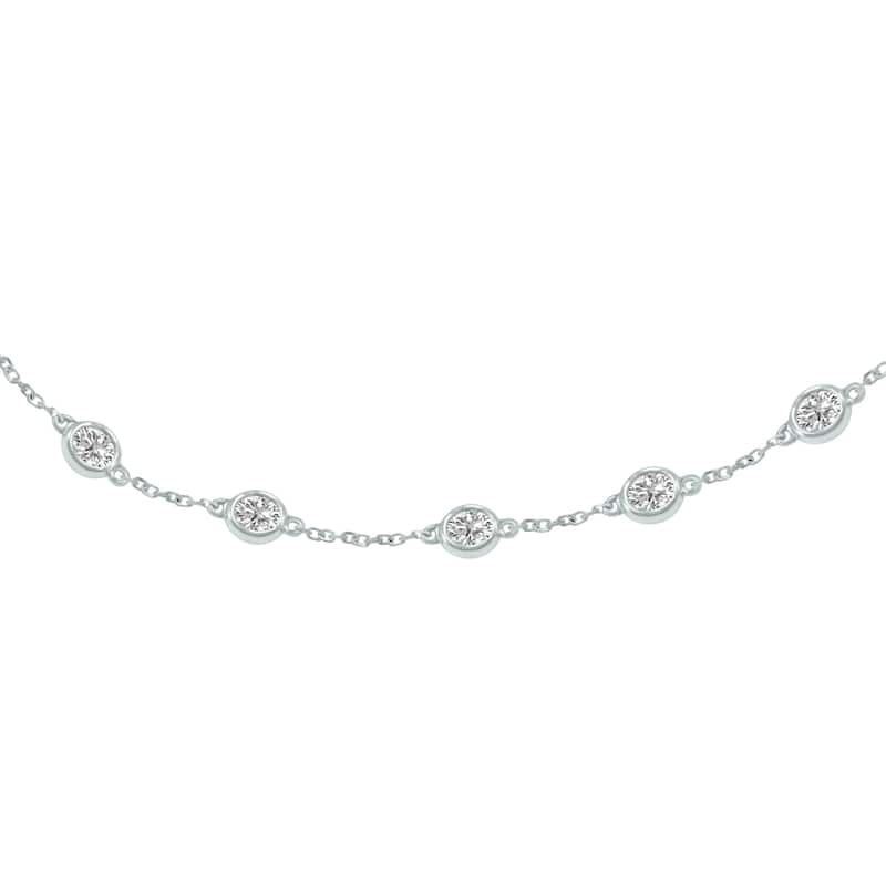 Marquee 3/4 Carat TW Bezel Set Lab Grown Diamond Station Bracelet in 14K White Gold