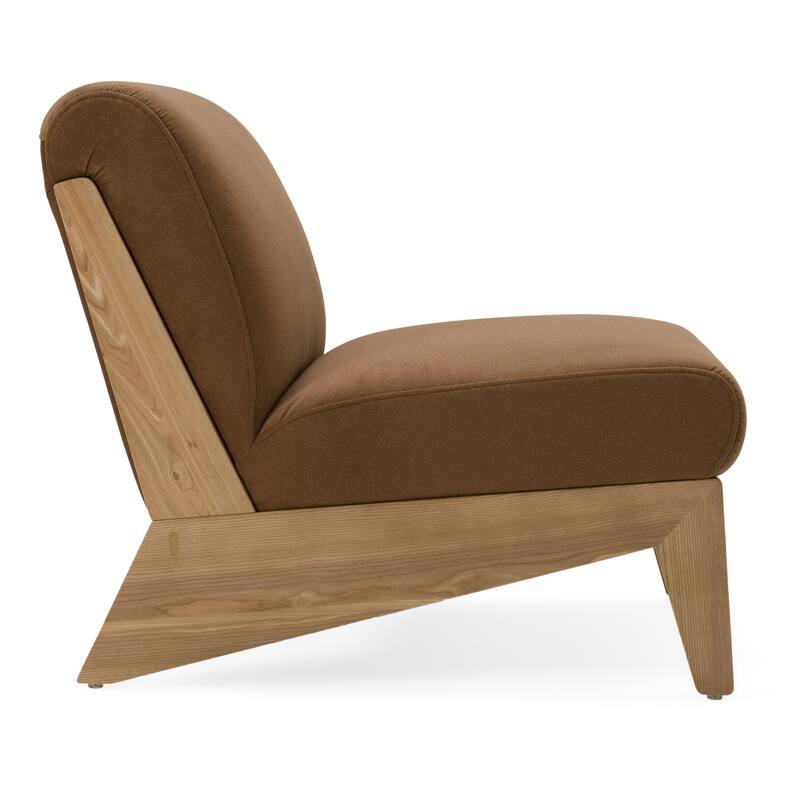 Divani Casa Vance Modern Sand Fabric & Wood Accent Chair