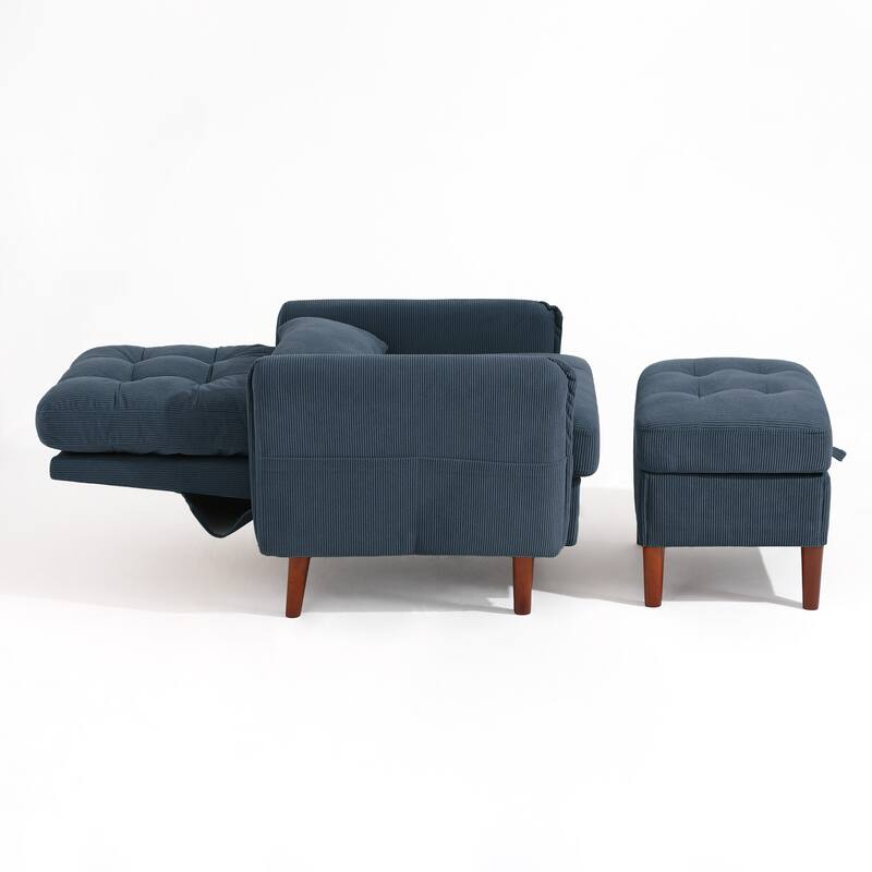 Adjustable Backrest Lounge Accent Chair Set with Storage Ottoman
