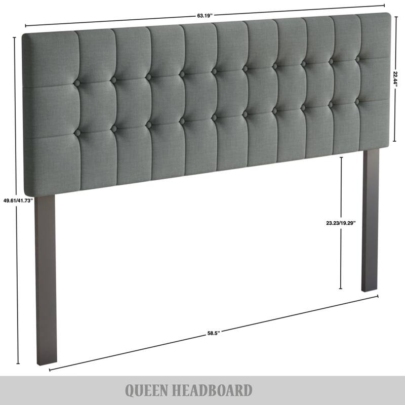 CraftPorch Linen Button Tufted Upholstered Adjustable Headboard
