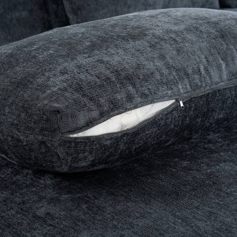 Christopher Knight Home - Cami 140.5" Chenille Upholstered U-shaped Modular Compressed Sectional Sofa with Pillows