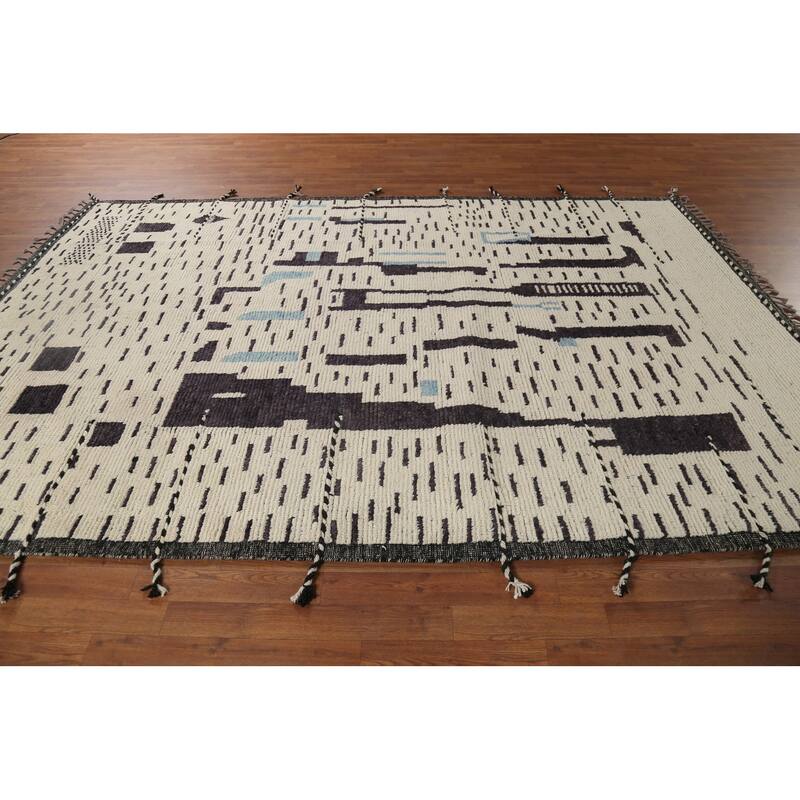 Abstract Moroccan Oriental Area Rug Handmade Contemporary Wool Carpet - 6'11"x 10'5"