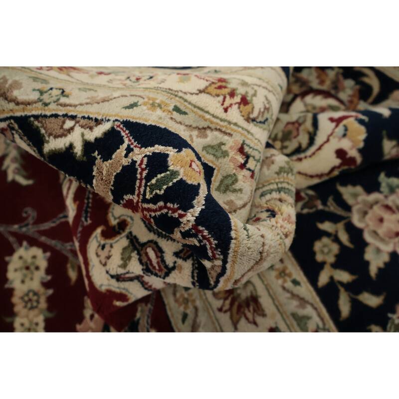 Hand Knotted Oriental 100% Wool Carpet Traditional Floral Red Aubusson Area Rug - 14' 0'' X 9' 10''