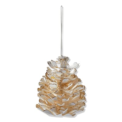 White Paper Pinecone Tree Ornaments - Holiday Decor for Christmas - 5" x 5" x 5" - Easy Dust Clean