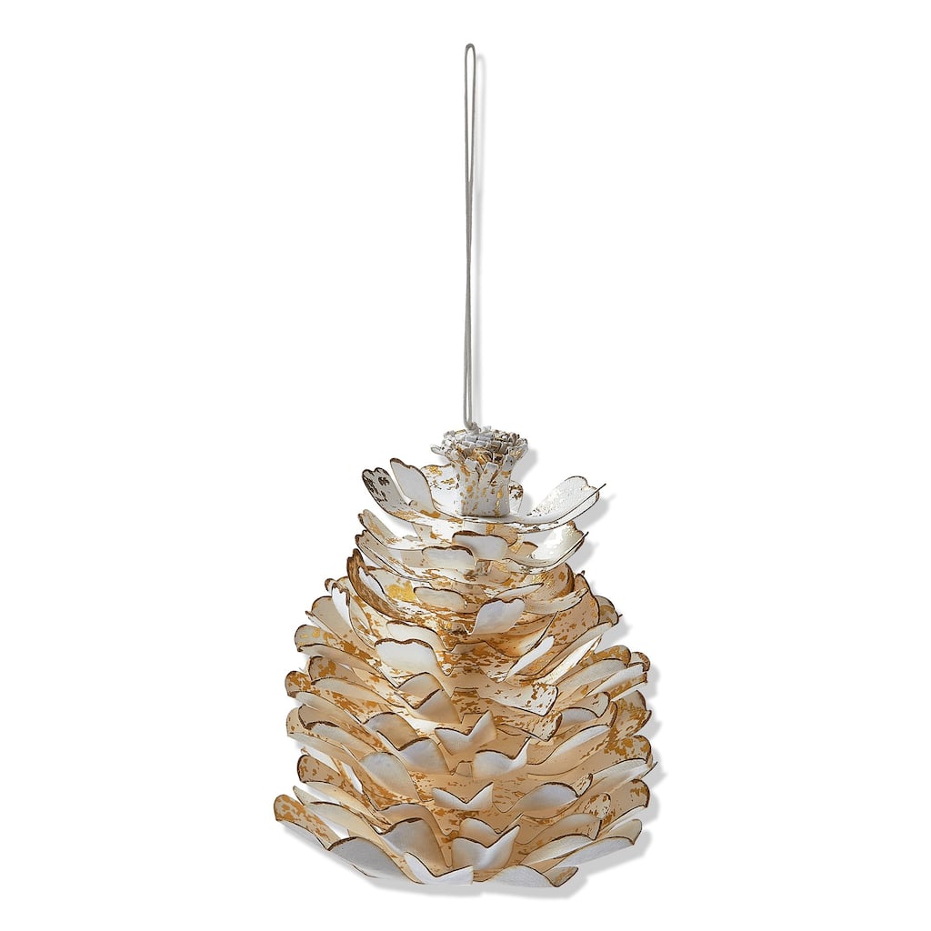 White Paper Pinecone Tree Ornaments - Holiday Decor for Christmas - 5" x 5" x 5" - Easy Dust Clean