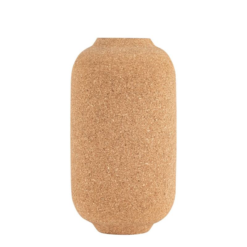 Large Cork Wrapped Flower Vase - 13" - Beige