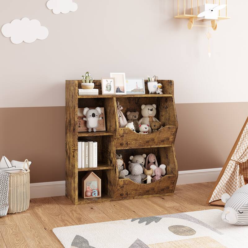 3-Tier Bookshelf Double Side Toy Shelf for Toys and Books