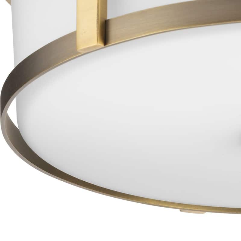 Gilliam Collection 12-5 8 in. Two-Light Vintage Brass New Traditional Flush Mount - 12.62 in x 12.62 in x 4.62 in