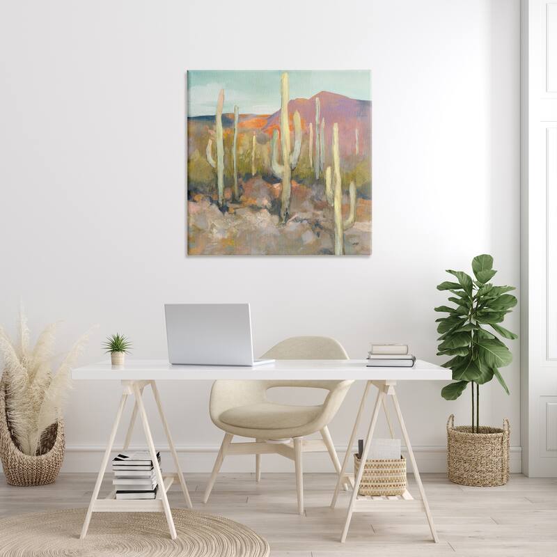 Stupell Cactus Plant Desert Landscape Soft Southwestern Plant Painting Canvas Wall Art - Yellow