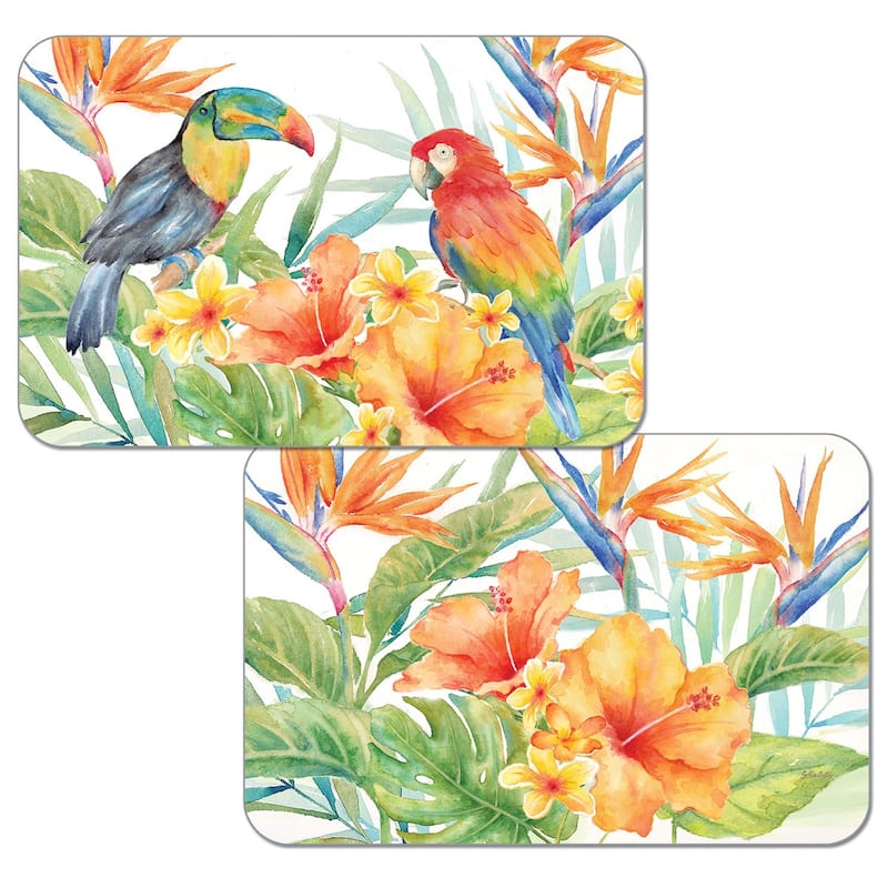 Reversible Wipe-clean Counterart Placemats Set of 4 - Tropical Birds