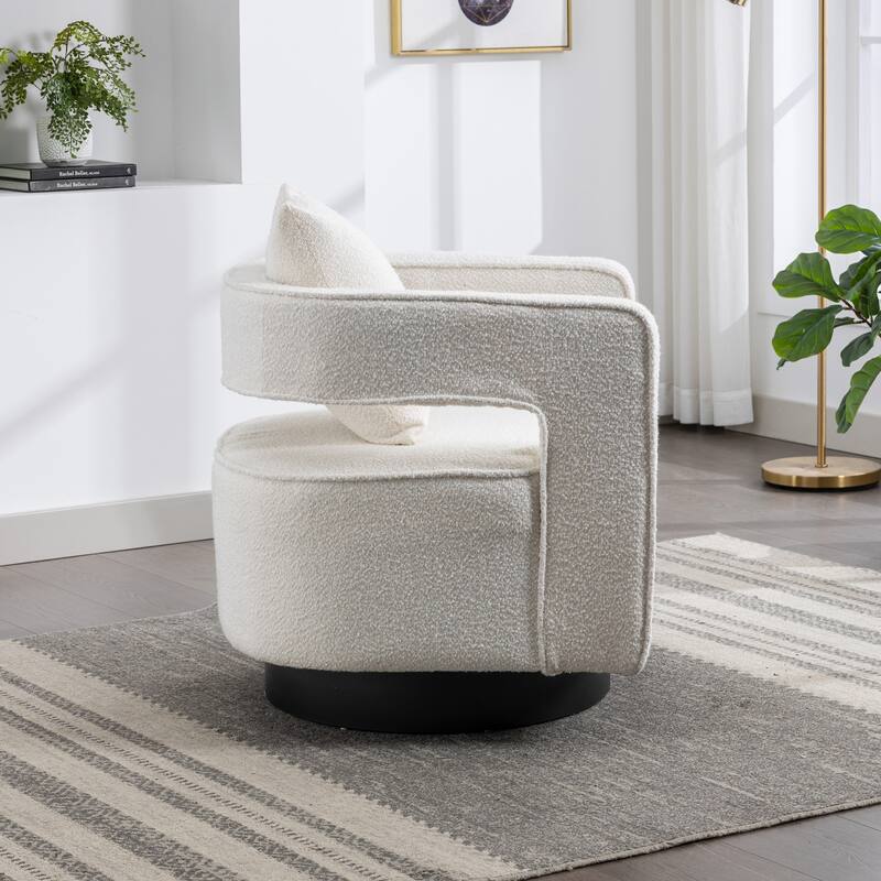29"W Boucle Upholstered Swivel Armchair Single Sofa