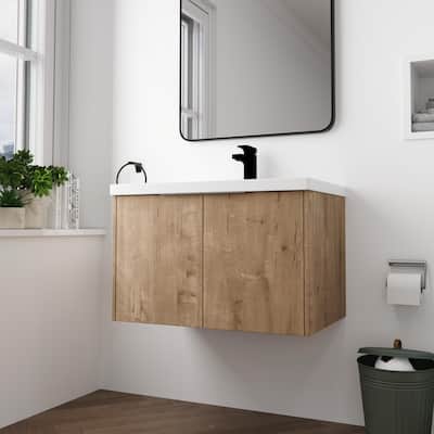 Beingnext 24"/30"/36" Bathroom Vanity with Resin Sink, Floating Bathroom Vanity with 2 Soft Close Doors