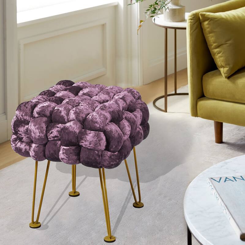 Home Soft Things Crushed Velvet Pouf Stool Ottoman
