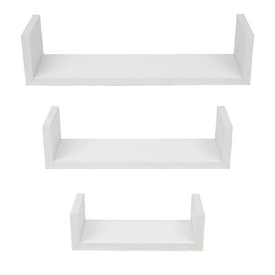 Mind Reader 3 Pack Of U Floating Wall Shelves with Invisible Brackets