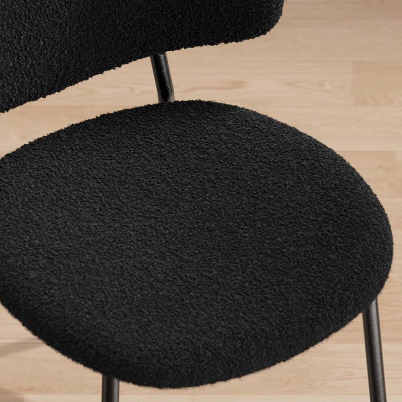 Set of 4 Mid-Century Dining Chairs - PU Leather, Curved Back