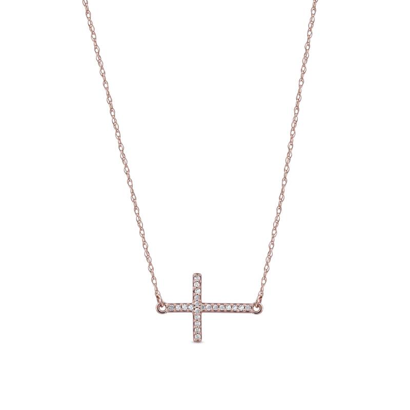 10K Gold 1/20ct TDW Diamond Cross Pendant Necklace for Women