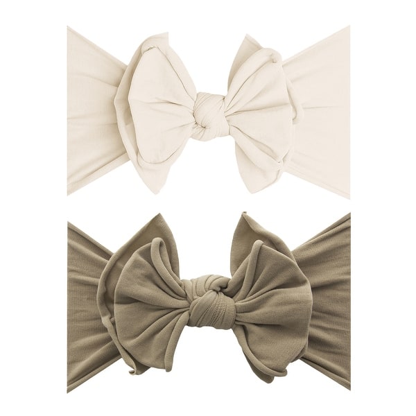 slide 2 of 4, Baby Bing® Set of Two FAB-BOW-LOUS® Headbands Oatmeal